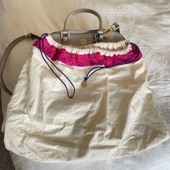 Tory Burch Gray Dome Satchel with Gold Hardware - Picture 7 of 7